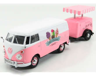 VOLKSWAGEN T1 Type 2 Van Ice Cream With Trailer (1962), White Pink