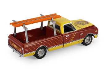 CHEVROLET C-10 with Ladder Rack, Burned Timber Builds No Homes *Smokey Bear Series 5* (1968), red / yellow