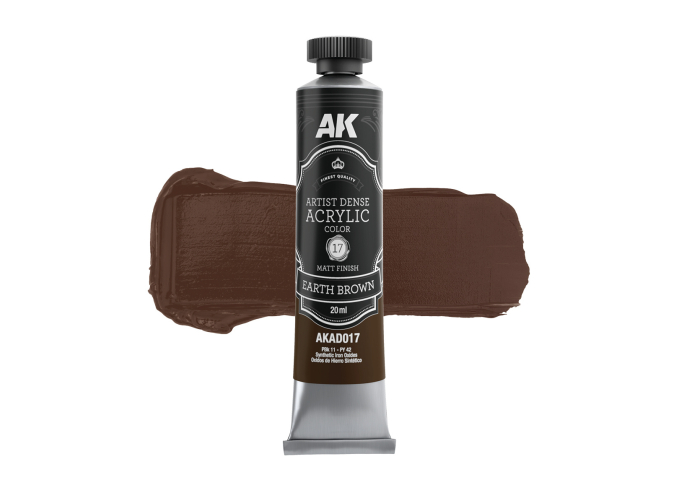 Краска акриловая ARTISTIC DENSE в тюбике - Земляной коричневый / EARTH BROWN – ARTISTIC DENSE ACRYLIC COLOR, 20 мл