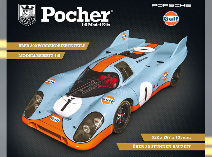 Сборная модель PORSCHE - 917K N 1 RACING GULF EDITION 1971 - LIGHT BLUE ORANGE