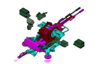 Сборная модель ЗУ-23-2М вариант для установки в кузов