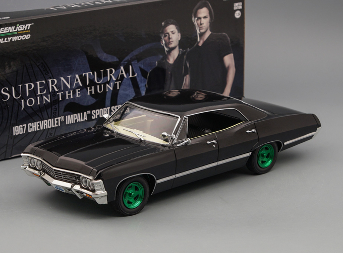 (Уценка!) CHEVROLET Impala Sport Sedan с открывающимся багажником (из телесериала "Сверхъестественное") 1967 Black (Greenlight)