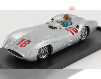 MERCEDES BENZ F1 W196c N 18 Juan Manuel Fangio Season 1954 World Champion - With Driver Figure, Silver