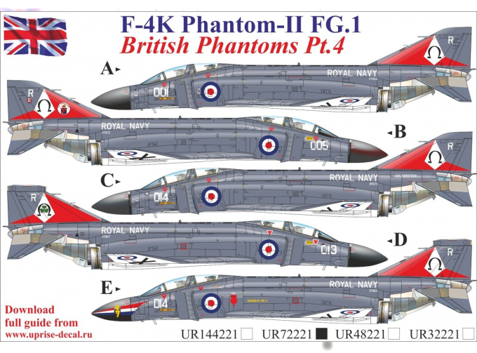 Декаль F-4K Phantom-II FG.1, British Phantoms Pt.4, FFA (удаляемая лаковая подложка)