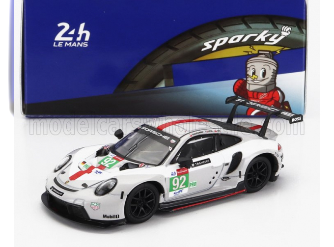 PORSCHE 911 991-2 Rsr-19 4.2l Team Porsche Gt №92 3rd Lmgte Pro Class 24h Le Mans (2021) M.Christensen - K.Estre - N.Jani, White Grey Red