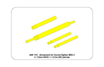 Armament for Soviet fighter Mig-3 2x7,62 ShKAS: 1x12,7mm UBS: pitot tube