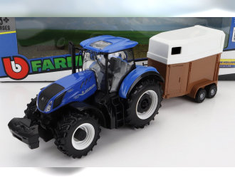 NEW HOLLAND T7.315 Tractor With Livestock Trailer (2018), Blue