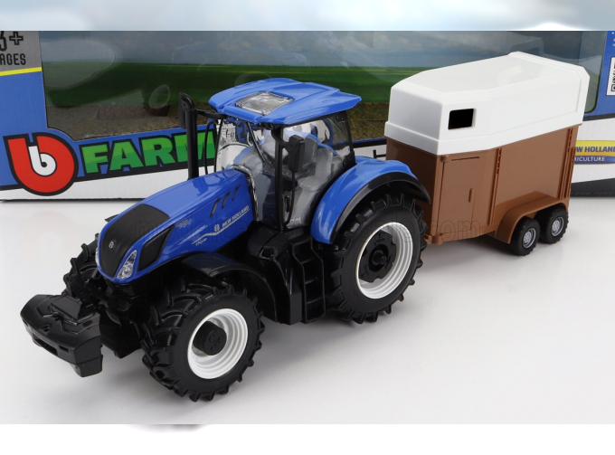 NEW HOLLAND T7.315 Tractor With Livestock Trailer (2018), Blue