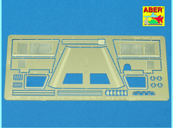Фототравление для German 3 ton Half-track Sd.Kfz.11 - vol.2 - additional set - engine overlay