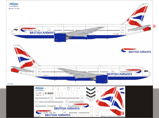 Декаль на самолет боенг 777-200 (Britsh Arways)