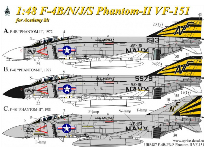 Декаль для F-4B/N/J/S Phantom VF-151