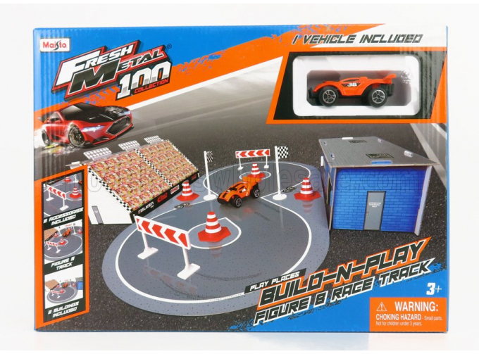 ACCESSORIES Diorama - Set Build Race Track With Car, Orange Grey