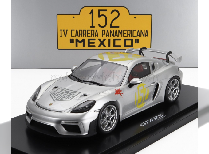 PORSCHE 718 (982) Cayman Gt4 Rs №152 Tribute Rally Panamericana Livery (2024) - Con Vetrina - With Showcase, Silver