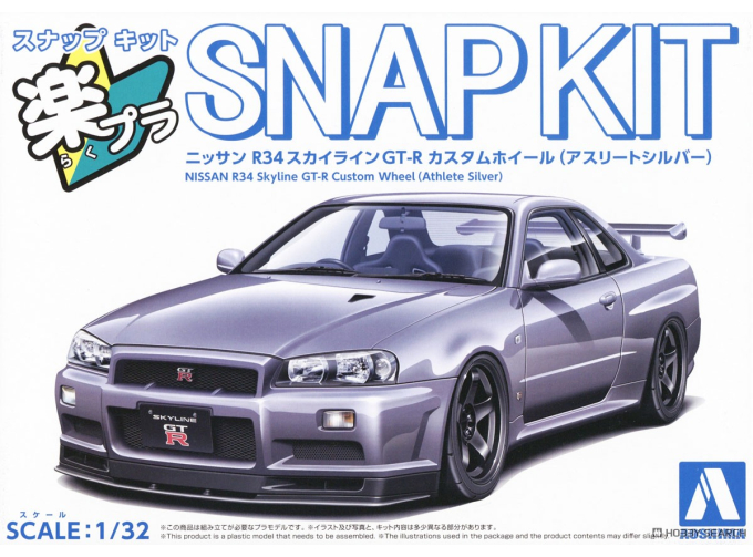 Сборная модель Nissan Skyline GT-R -R34 Custom Wheel (Athlete Silver)