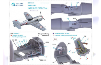 3D Декаль интерьера кабины Ла-11 (HobbyBoss)