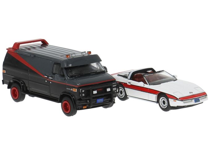 Набор GMC Vandura (1983), grey / black & CHEVROLET Corvette C4 (1983), white / red