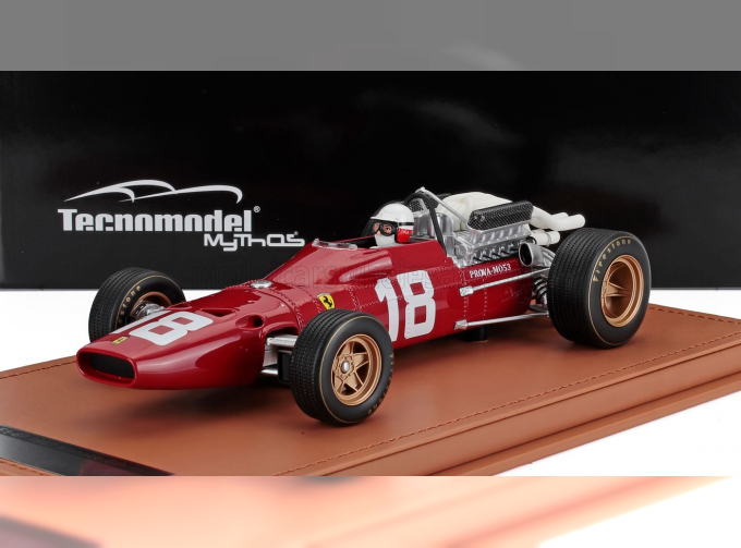 FERRARI F1 312 F1-67 №18 Monaco Gp (with Pilot Figure) (1967) Lorenzo Bandini, Red