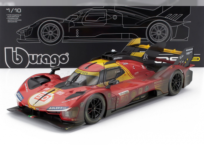 FERRARI With Showcase - 499p 3.0l Turbo V6 Team Ferrari Af Corse N 50 Winner 24h Le Mans (after Race Version) 2024 Antonio Fuoco - Miguel Molina - Nicklas Nielsen, Red