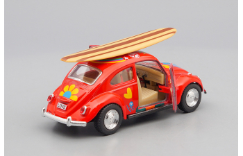 VOLKSWAGEN Classical Beetle Peace and Love Surfboard (1967), red