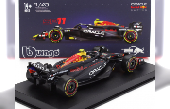 RED BULL F1 Rb20 Team Oracle Red Bull Racing №11 Season (2024) Sergio Perez - With Pilot And Showcase, Blue Yellow Red