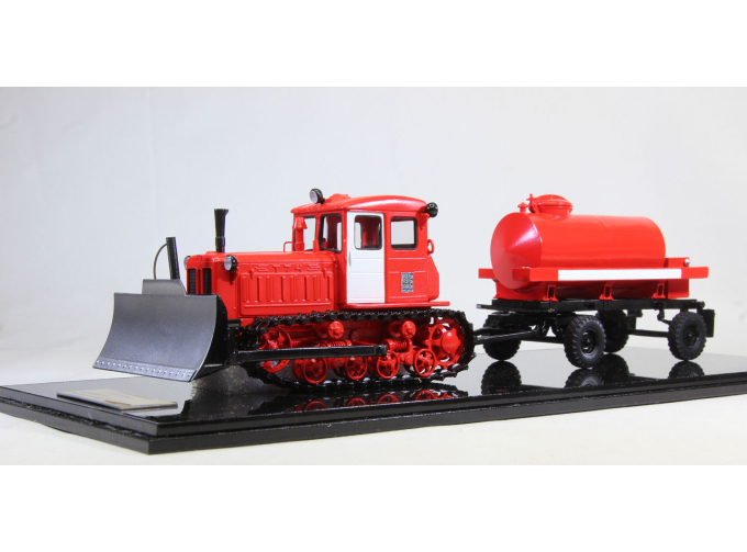 Т-74 поздний бульдозер с прицеп-бочкой (красно-белый)