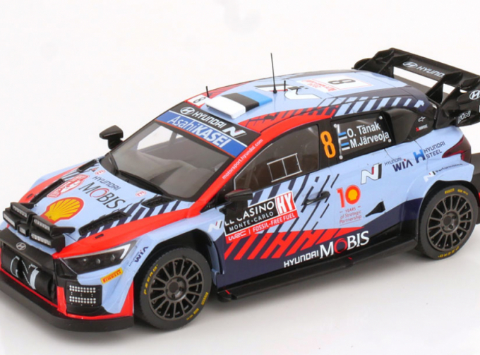 HYUNDAI I20 N Rally1 Team Shell Mobis Wrt №8 4th Rally Montecarlo (2024) Ott Tanak - Martin Jarveoja, 2 Tone Blue Red