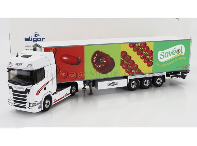 SCANIA R460 Truck Semi-frigo Saveol Transport (2016), White Red Green Yellow