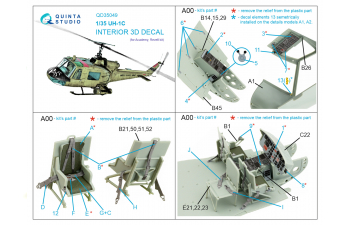 3D Декаль интерьера кабины UH-1C (Academy)