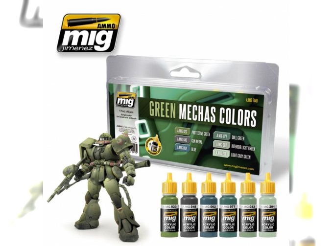 Набор акриловых красок GREEN MECHAS COLORS (зеленые мехи)