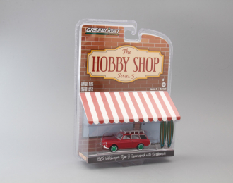 VOLKSWAGEN 1600 c багажником и доской для серфинга 1962 Red (Greenlight!)