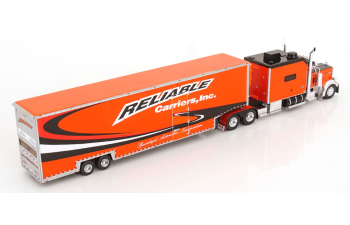 PETERBILT 379 With Car Carrier Trailer, orange black white