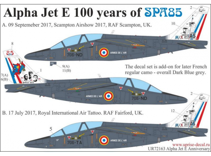 Декаль Alpha Jet E 100 years of SPA85, with stencils