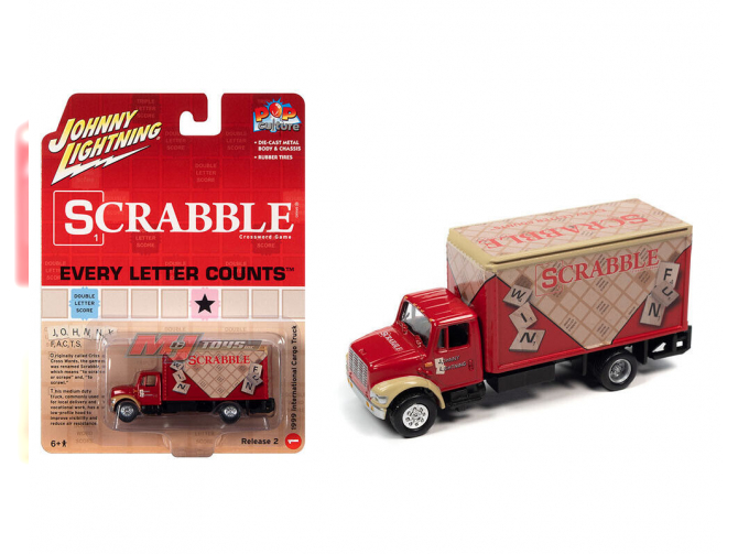 INTERNATIONAL Cargo Truck *Scrabble* (1999), Red with Scrabble Graphics