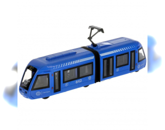 Трамвай с резинкой 30 см,  синий