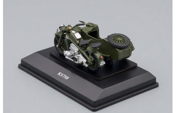 Zundapp KS750 motorcycle with sidecar, matte dark green