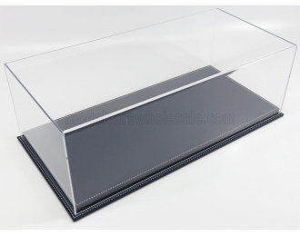 Бокс акриловый с подставкой из кожи синего цвета