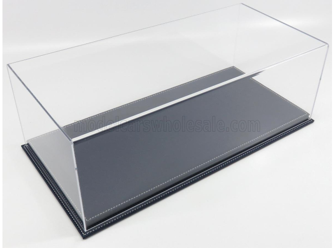 Бокс акриловый с подставкой из кожи синего цвета