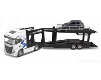 IVECO FIAT S-way 570 Truck Car Transporter With Audi E-tron Rs (2021), Blue Silver Met