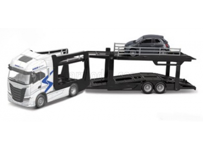 IVECO FIAT S-way 570 Truck Car Transporter With Audi E-tron Rs (2021), Blue Silver Met