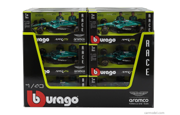 F1 - SET 12X - ESPOSITORE - DISPLAY STAND - AMR25 TEAM ARAMCO COGNIZANT N 14 SEASON 2025 FERNANDO ALONSO + N 18 LANCE STROLL