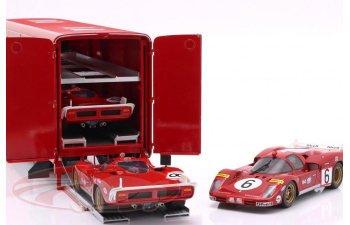 OM FIAT 150 Rolfo Scuderia Ferrari Race Car Transporter of the 70s  (1967), red