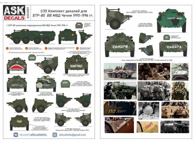 Декаль БТР-80 ВВ МВД 1995-1996 гг. Чечня