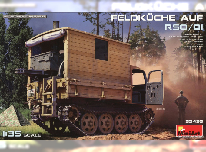 Сборная модель STEYR Rso/01 гусеничный с немецкой полевой кухней времён Второй мировой войны