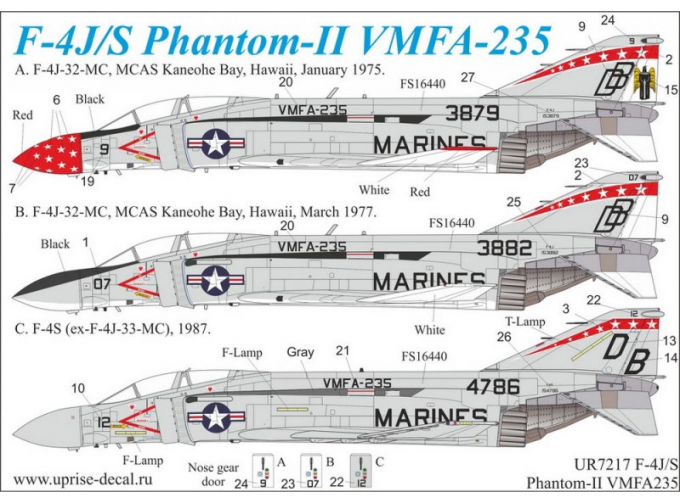 Декаль для F-4J/S Phantom-II VMFA-235, без тех. надписей