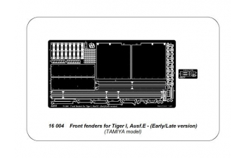 Фототравление для Front fenders for Tiger I, Aufs.E - Early /Late version