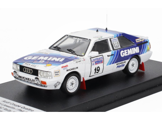 AUDI Quattro Coupe №19 Rally Rac Lombard (1987) David Llewellin - Phil Short, White Blue