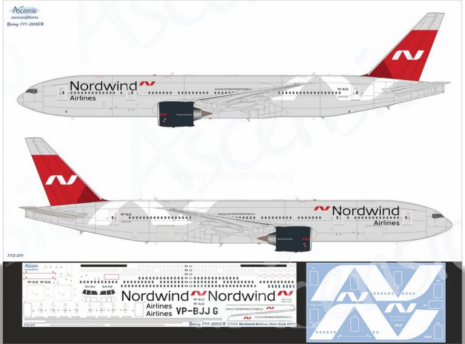 Декаль на самолёт Boeing 777-200 (Nordwind AirIines new)