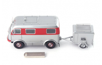TATRA T805 with trailer (1960), silver/red + USB-drive with digital Anniversary Book