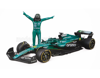ASTON MARTIN AMR 25 #18 Lance Stroll with figure (2025), black / silver / turquoise