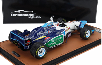 BENETTON F1 B196 Team Renault Mild Seven №3 Brazilian Gp Rain Tires (with Pilot Figure) (1996) Jean Alesi, White Light Blue Green